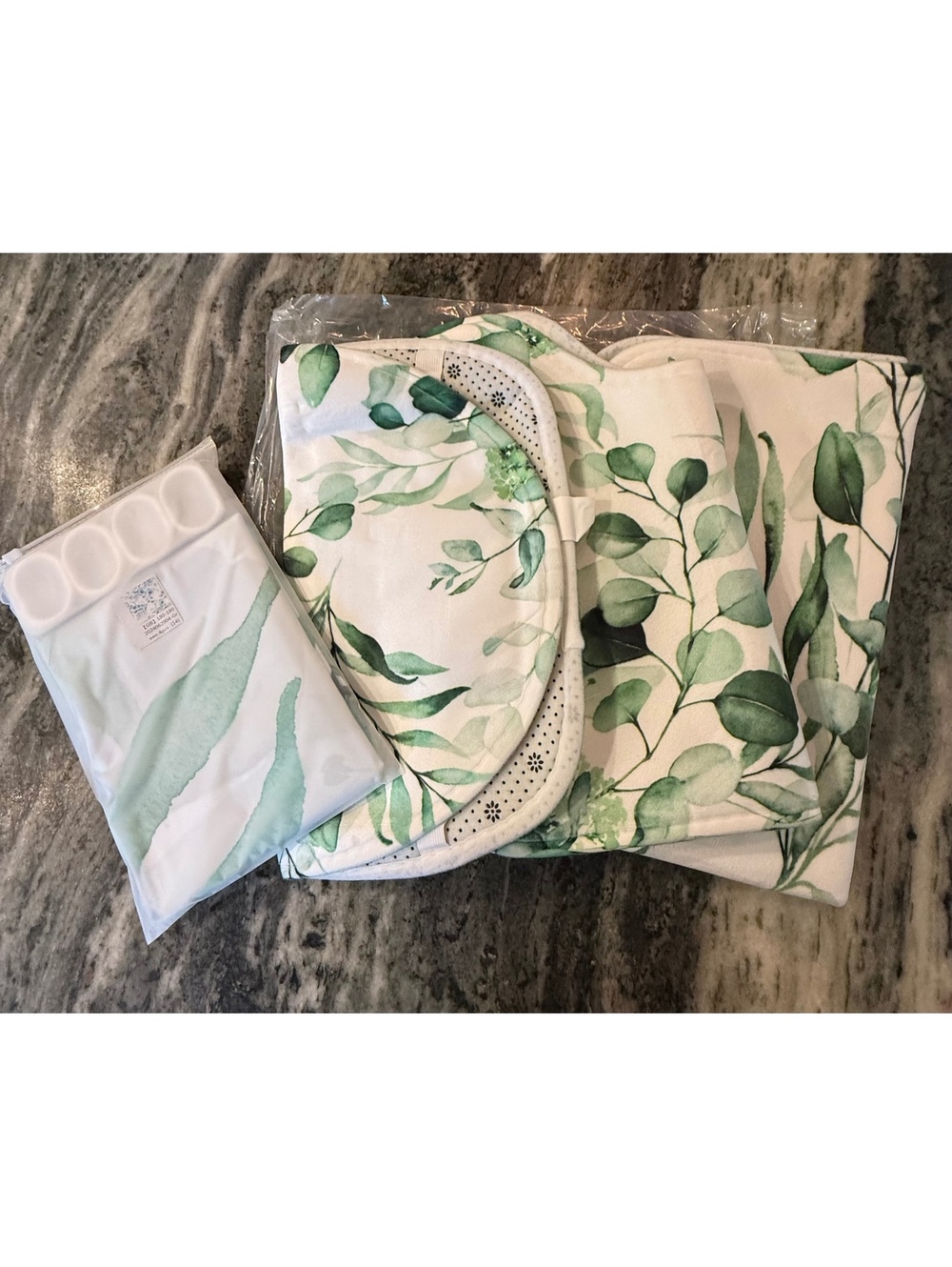 Green Plant Shower Curtain Set with Non-Slip Rugs, seat cover and floor cover